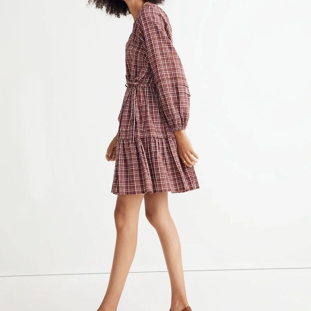 MADEWELL Seersucker Wrap Mini Dress Size XL - Picture 2 of 15